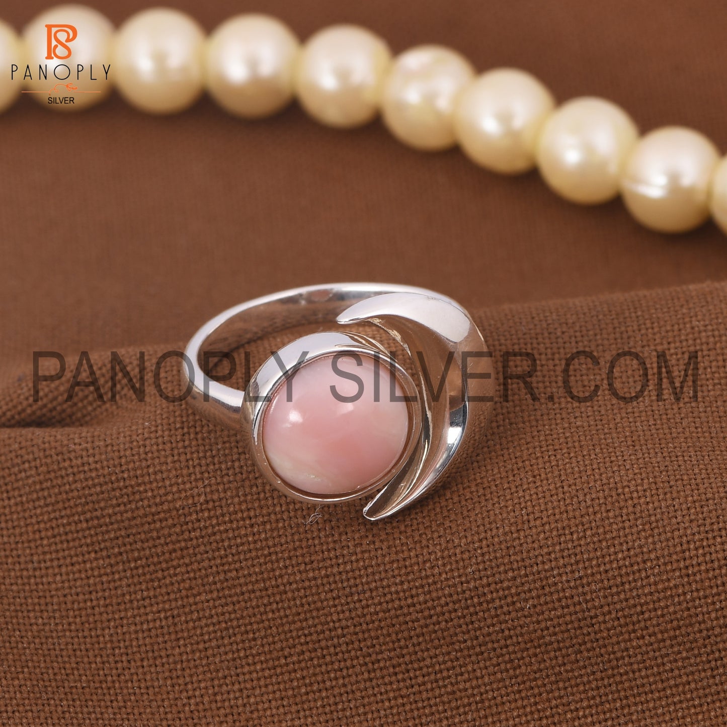 925 Silver Mother Of Pearl Gem Moon & Round Rings