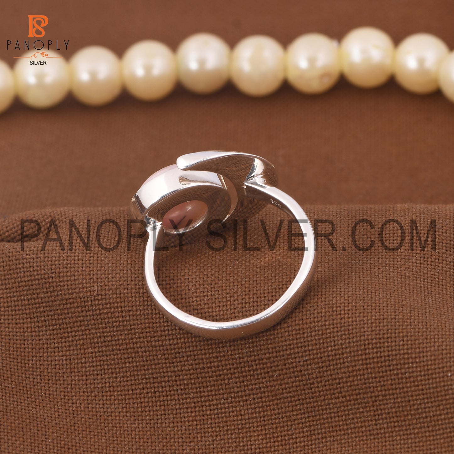 925 Silver Mother Of Pearl Gem Moon & Round Rings
