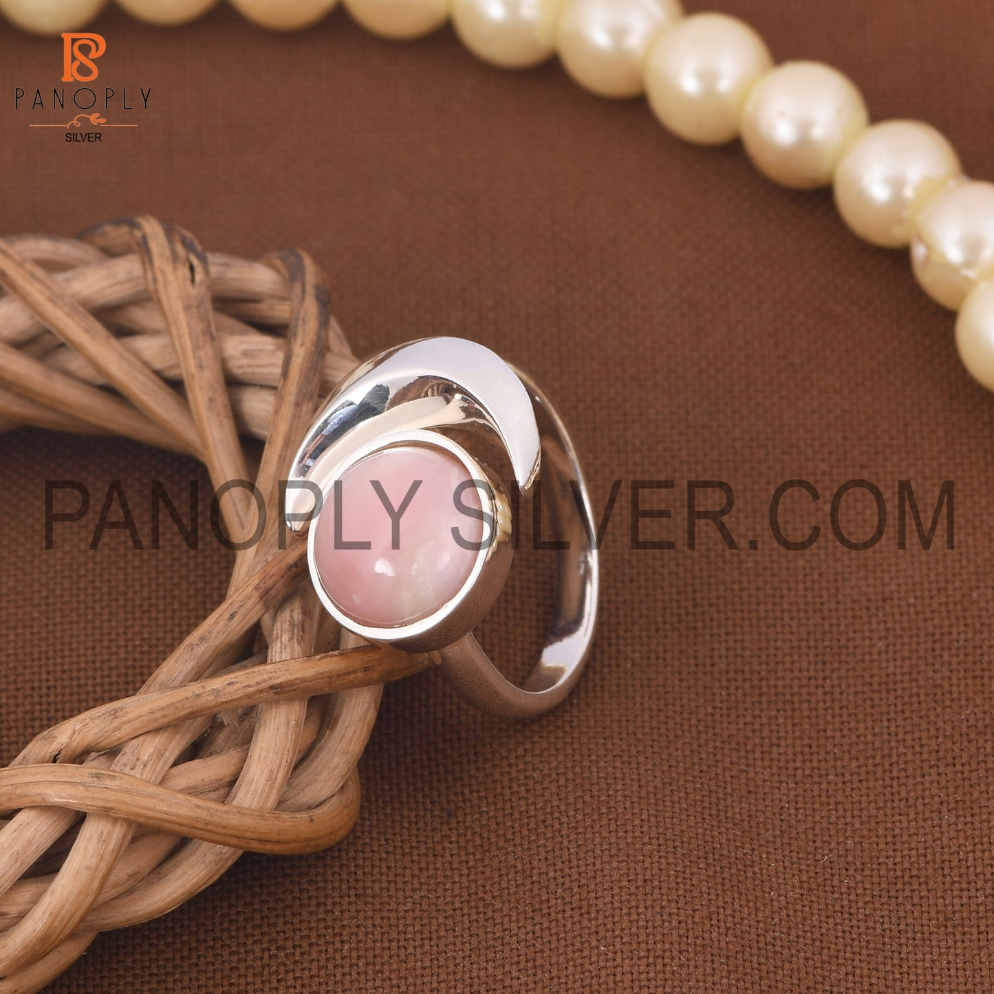 925 Silver Mother Of Pearl Gem Moon & Round Rings