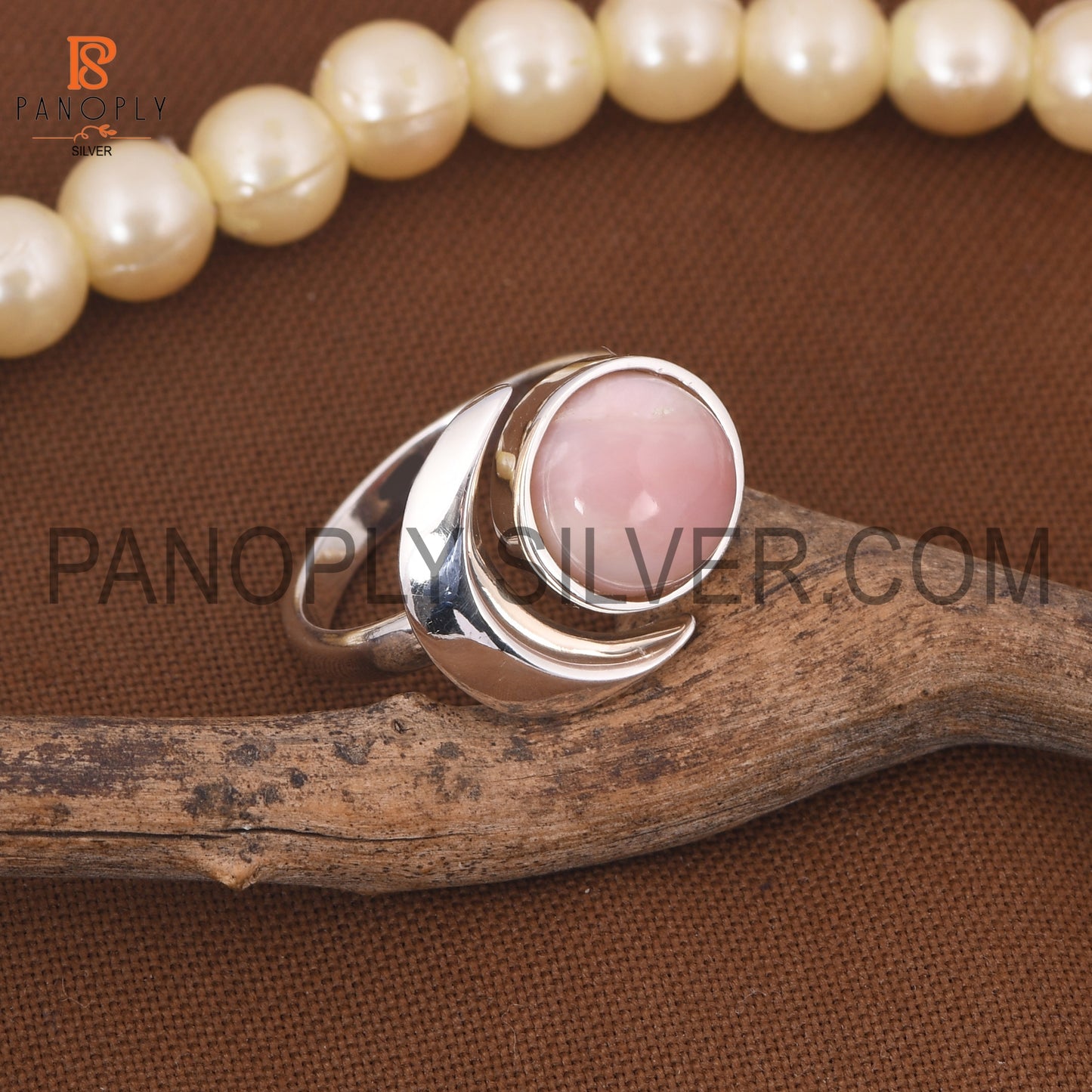 925 Silver Mother Of Pearl Gem Moon & Round Rings