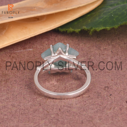 925 Sterling Silver Amazonite Star Shape Split Band Ring