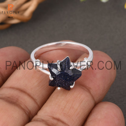 Sunstone Blue Cultured Split Band Promise Star Rings
