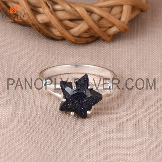 Sunstone Blue Cultured Split Band Promise Star Rings