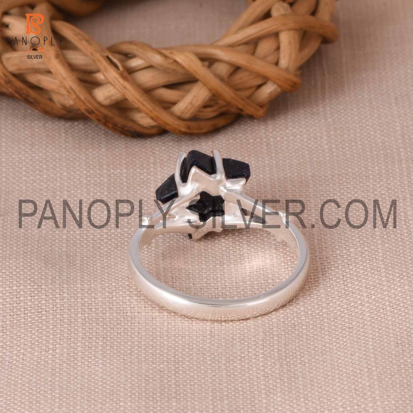 Sunstone Blue Cultured Split Band Promise Star Rings