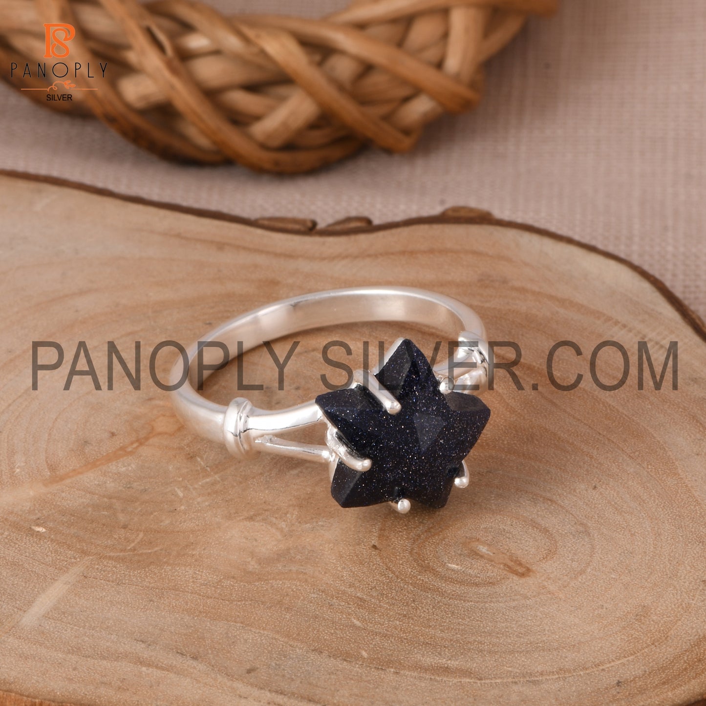 Sunstone Blue Cultured Split Band Promise Star Rings