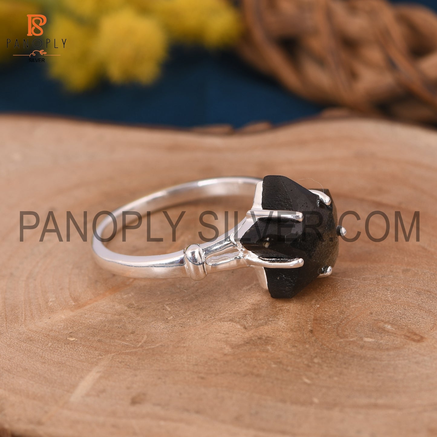 Gold Sheen Obsidian 925 Quality Silver Star Split Band Ring