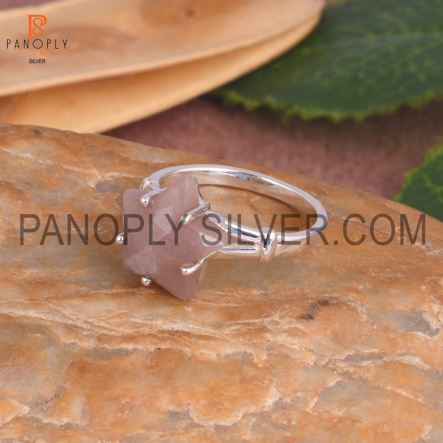 Chocolate Moonstone 925 Quality Silver Promise Star Ring