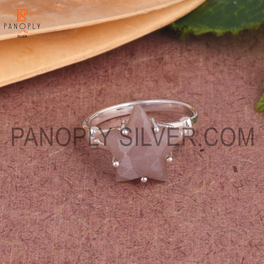 Chocolate Moonstone 925 Quality Silver Promise Star Ring