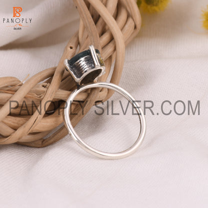 Moss Agate Oval Prong Set Ring For Girls