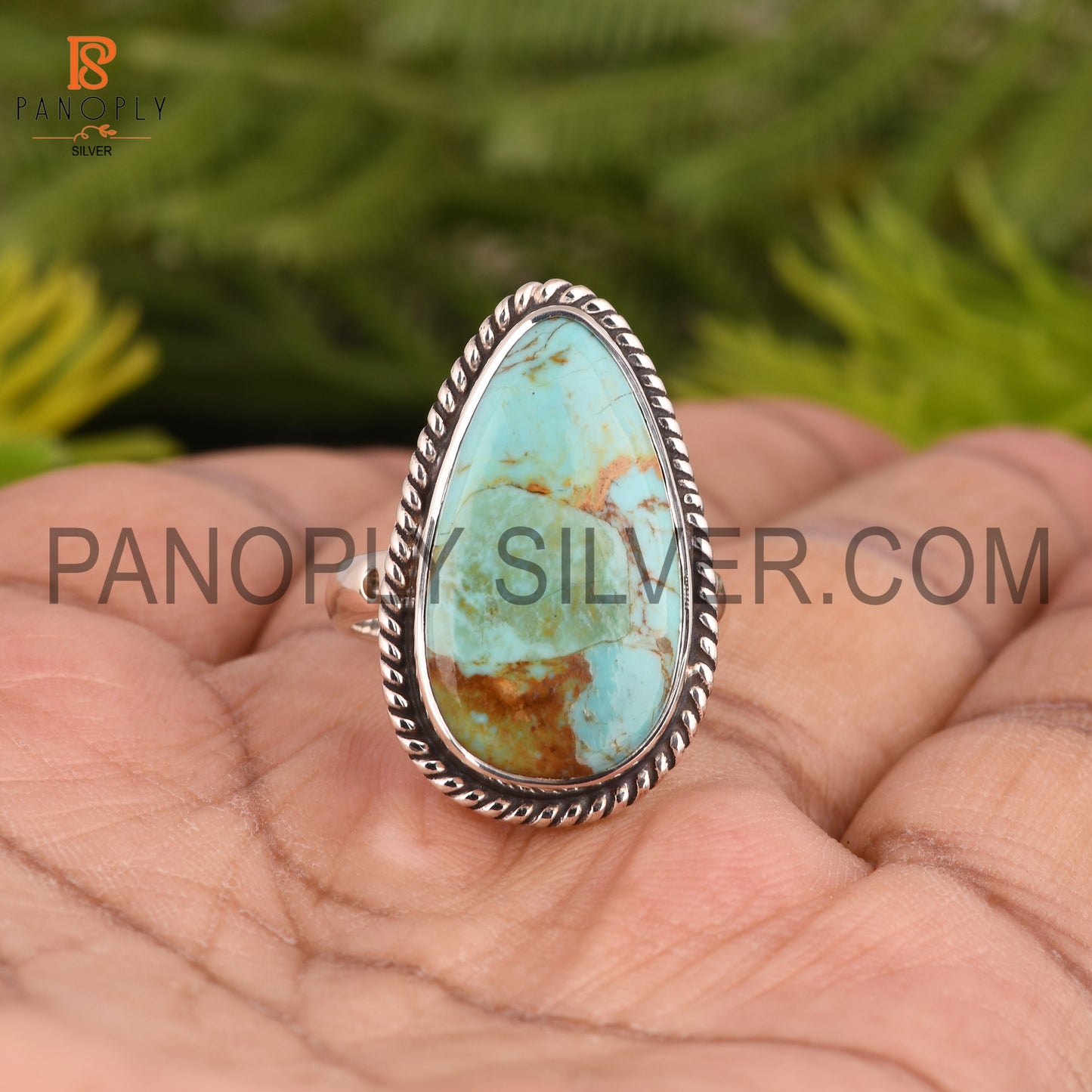 Unique Kingman Turquoise 925 Sterling Silver Ring