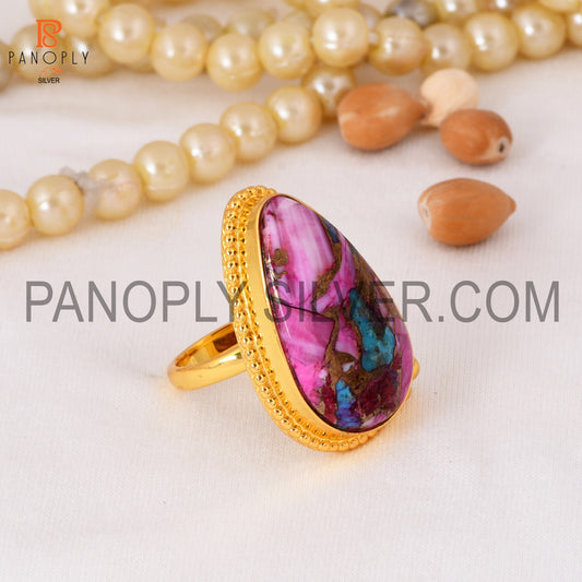 Mojave Purple Oyster Turquoise 18K Gold Plated Rings