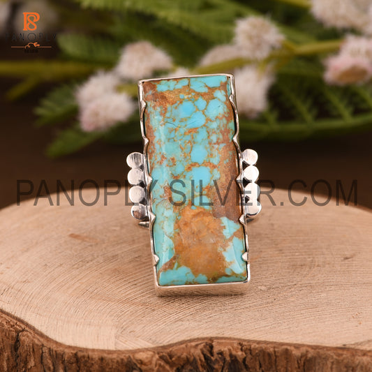 Natural Kingman Turquoise Baguette Shape Larger Stone Rings