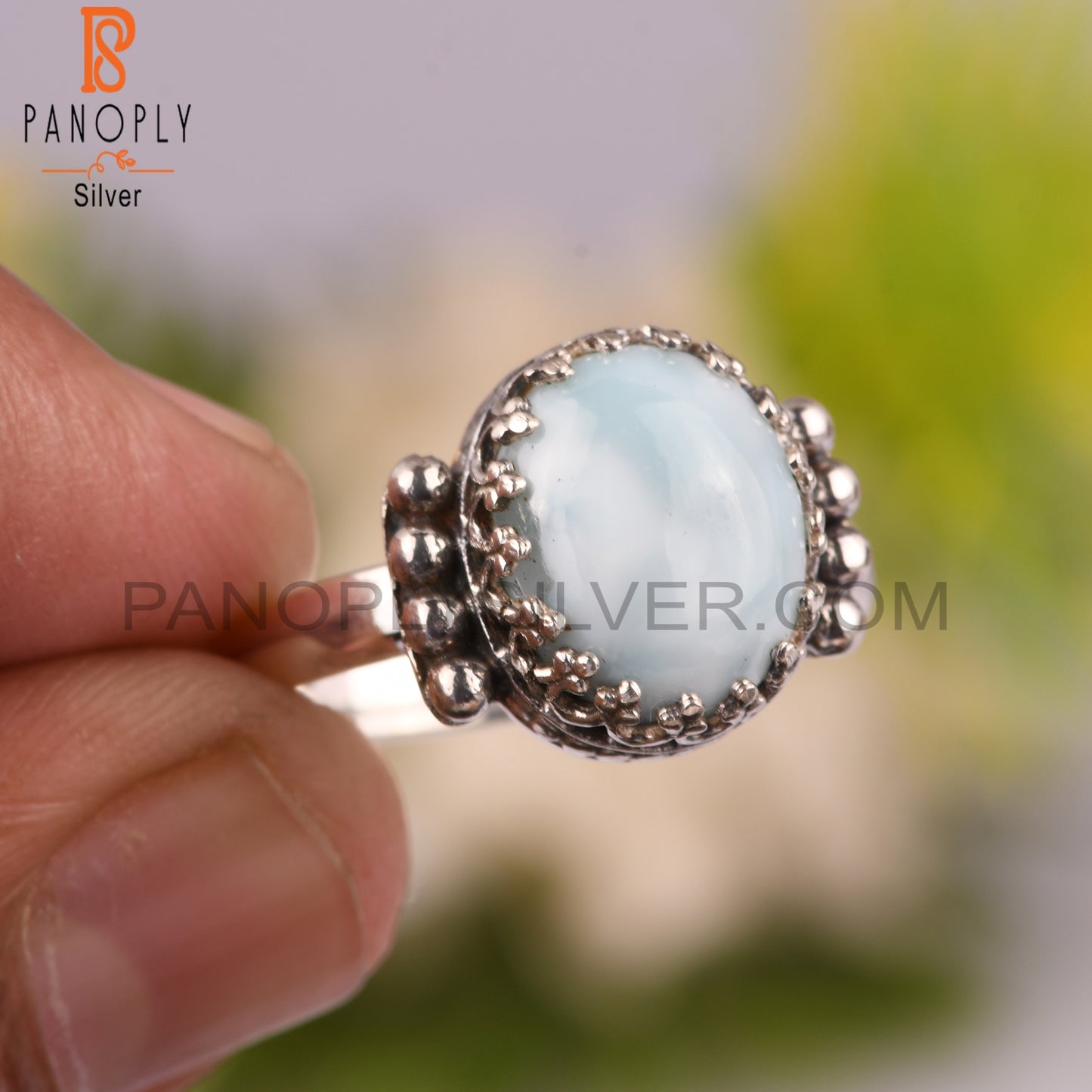 Larimar Oval 925 Sterling Silver Ring