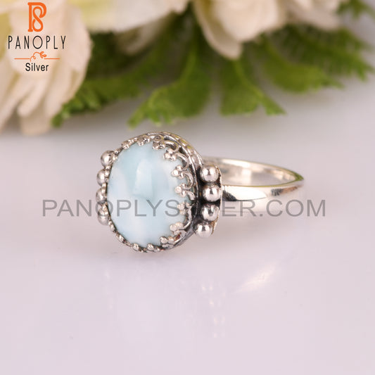 Larimar Oval 925 Sterling Silver Ring