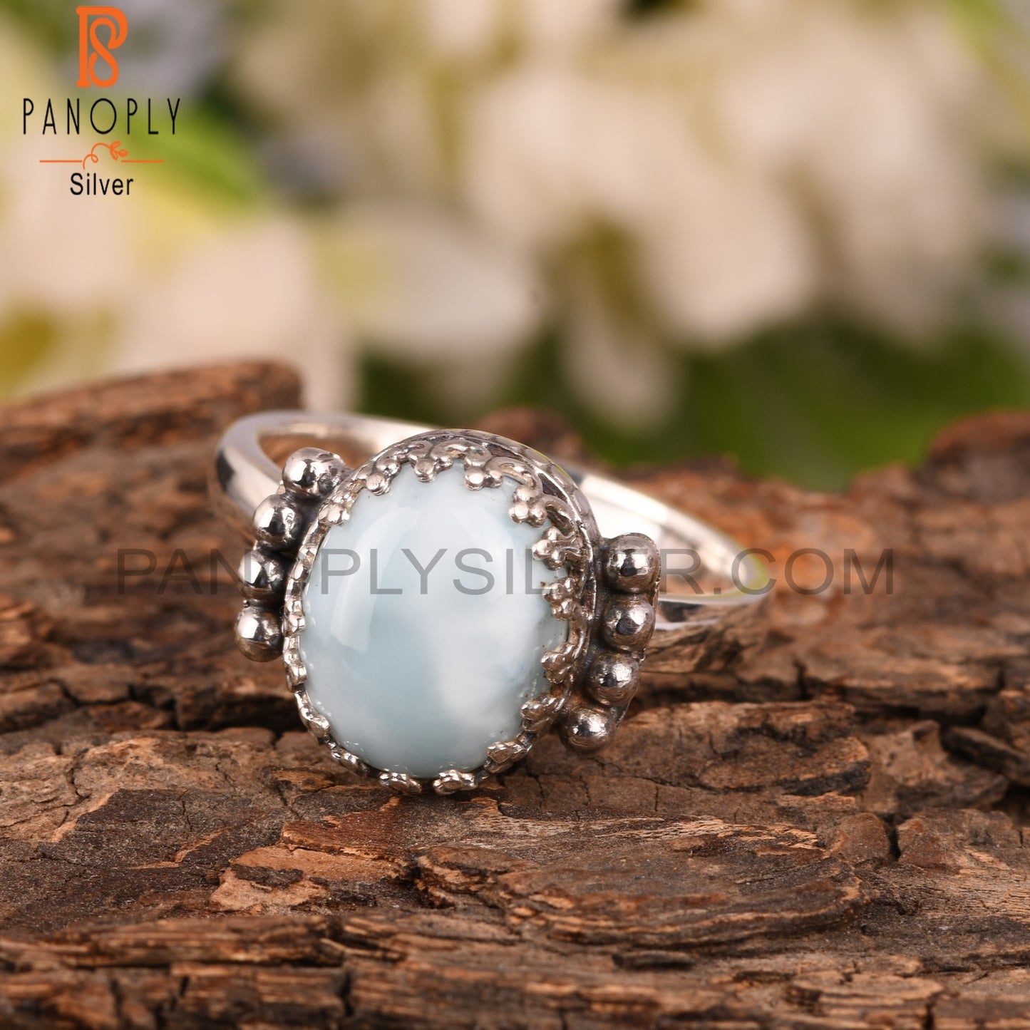 Larimar Oval 925 Sterling Silver Ring