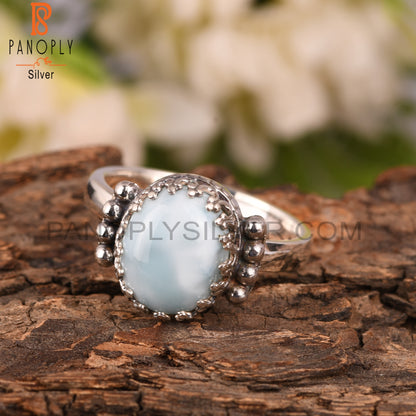 Larimar Oval 925 Sterling Silver Ring