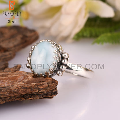 Larimar Oval 925 Sterling Silver Ring