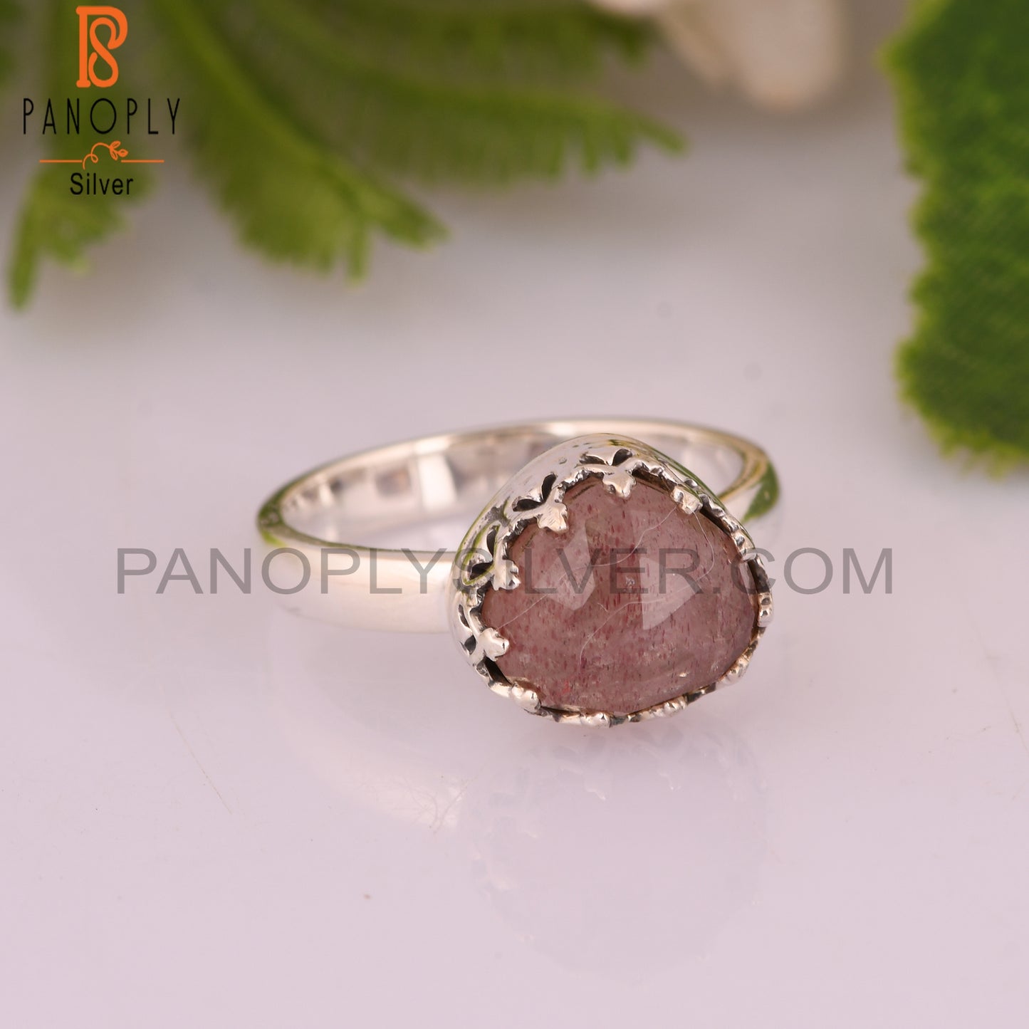 Strawberry Quartz 925 Silver Dainty Ring