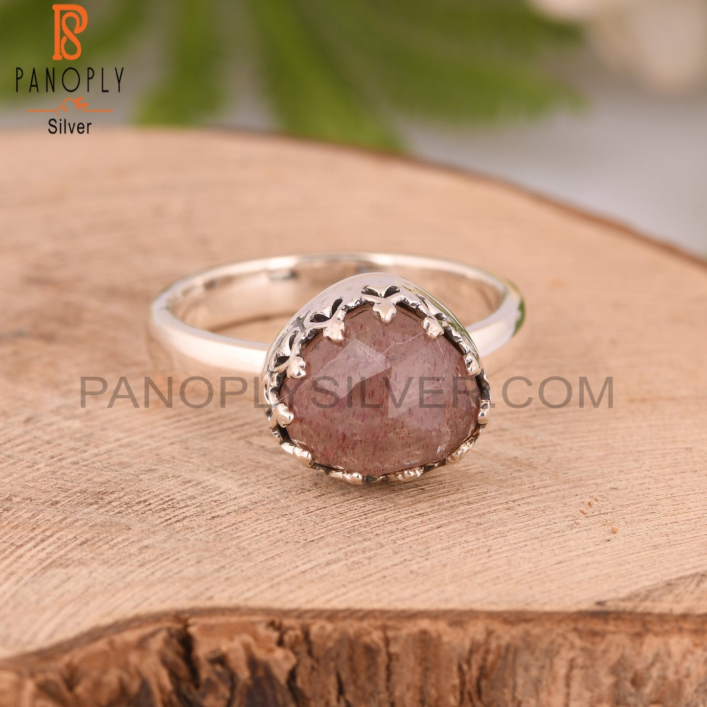 Strawberry Quartz 925 Silver Dainty Ring