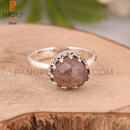 Strawberry Quartz 925 Silver Dainty Ring