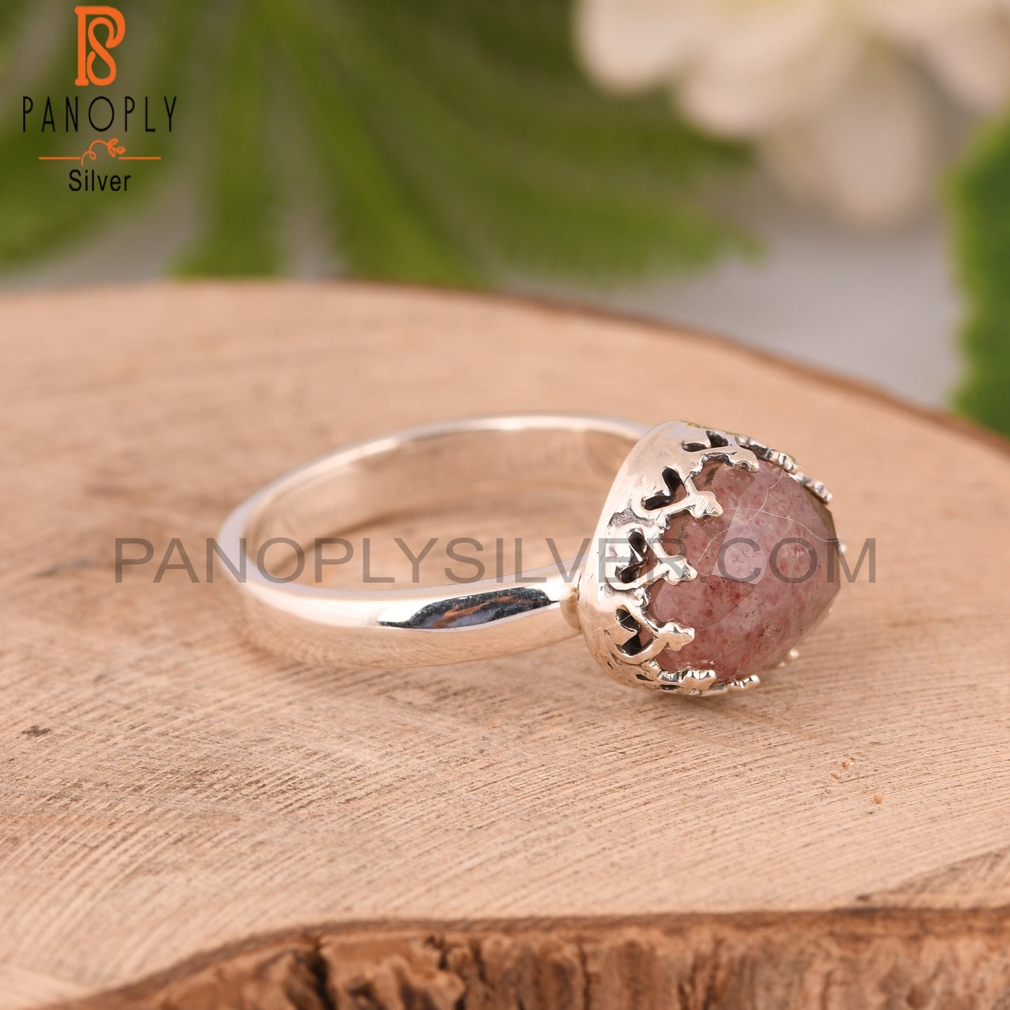 Strawberry Quartz 925 Silver Dainty Ring