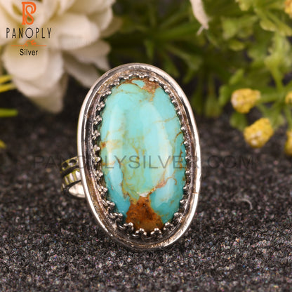 Blue Kingman Turquoise 925 Sterling Silver Ring