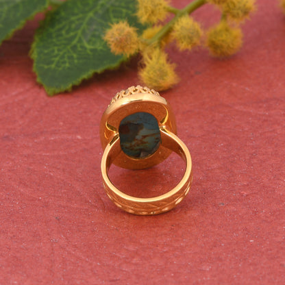 Kingman Turquoise 2.5micron 18k Gold Plated Ring For Mother