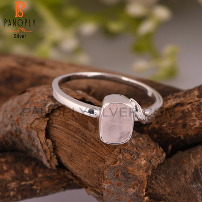 Rose Quartz Ocatgon 925 Sterling Silver Pink Ring