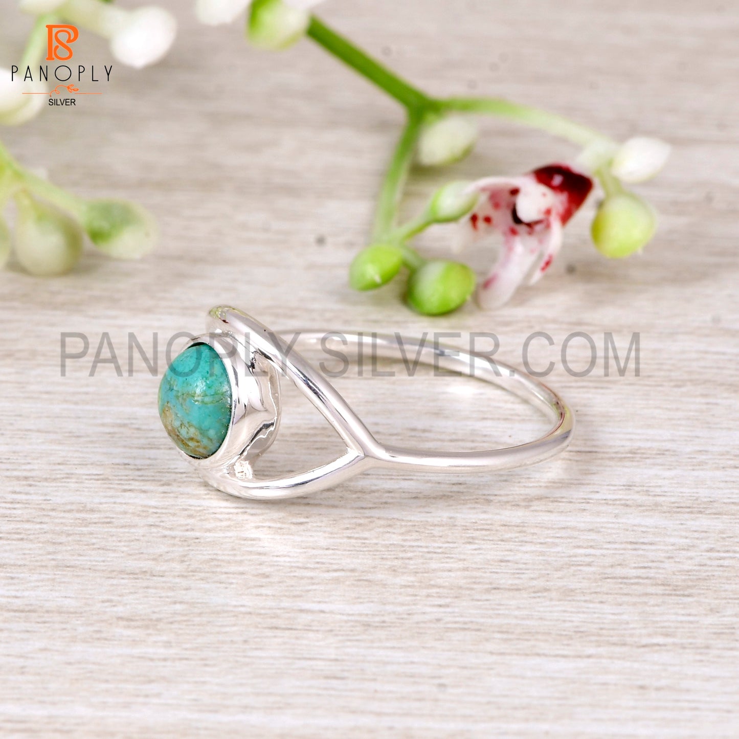 925 Sterling Silver Kingman Turquoise Stone Ring for Women Modern Design Ring Gift for Her