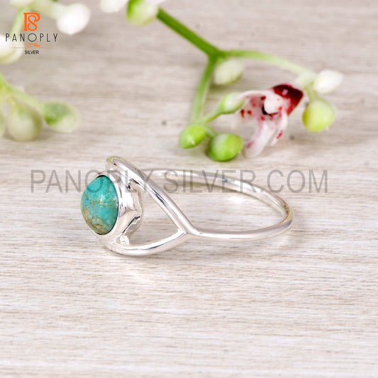 925 Sterling Silver Kingman Turquoise Stone Ring for Women Modern Design Ring Gift for Her
