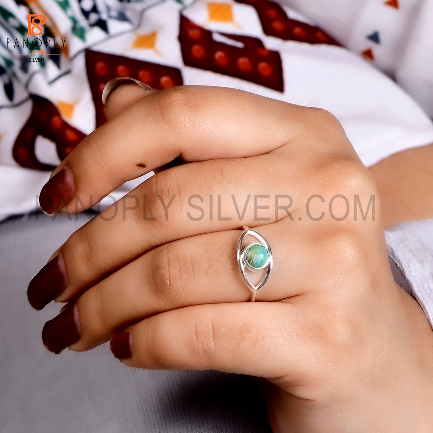 925 Sterling Silver Kingman Turquoise Stone Ring for Women Modern Design Ring Gift for Her