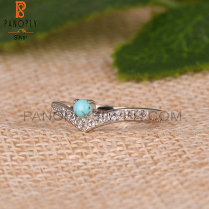 Arizona Turquoise & White Topaz  925 Sterling Silver Ring