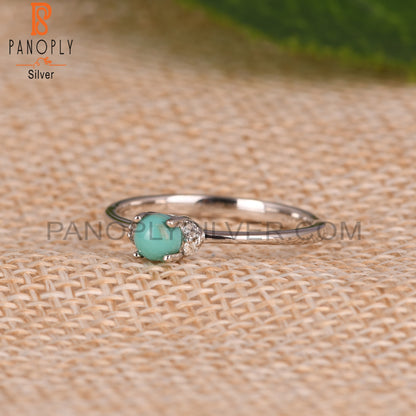 Arizona Turquoise & White Topaz 925 Silver Ring Jewelry