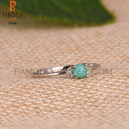 Arizona Turquoise & White Topaz 925 Silver Ring Jewelry
