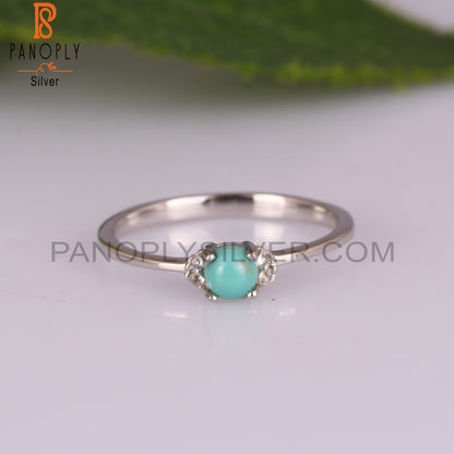 Arizona Turquoise & White Topaz 925 Silver Ring Jewelry