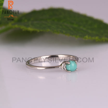 Arizona Turquoise & White Topaz 925 Silver Ring Jewelry