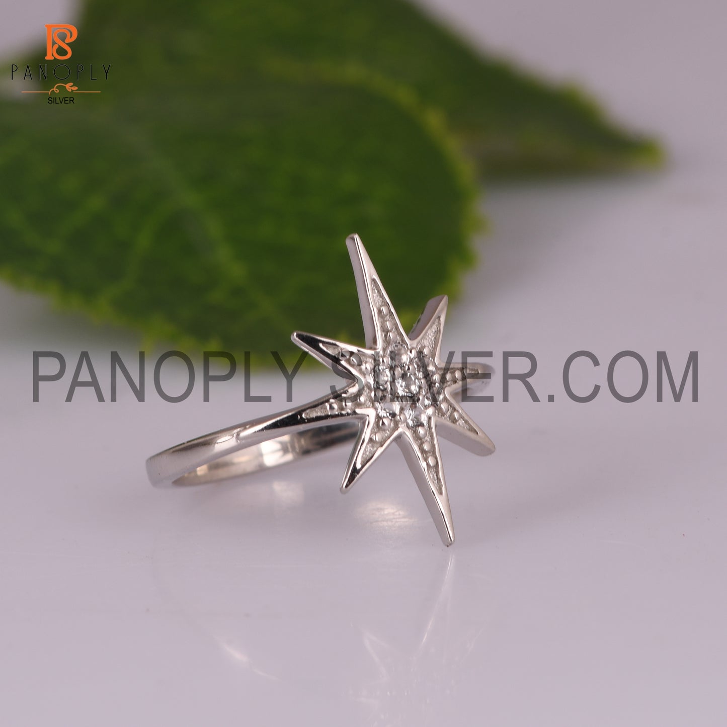 925 Palladium Plating White Topaz Stone Twinkle Star Ring