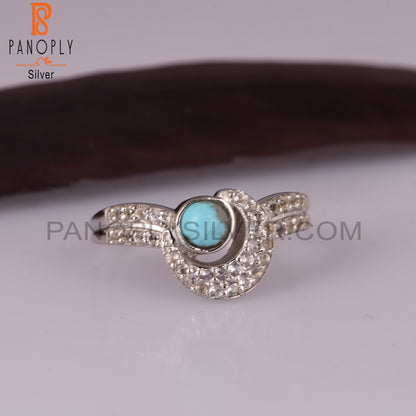 Arizona Turquoise, White Topaz 925 Sterling Silver Rings