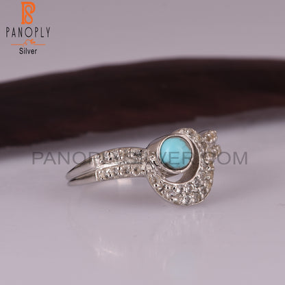 Arizona Turquoise, White Topaz 925 Sterling Silver Rings