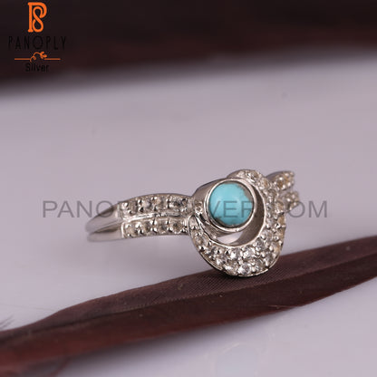 Arizona Turquoise, White Topaz 925 Sterling Silver Rings
