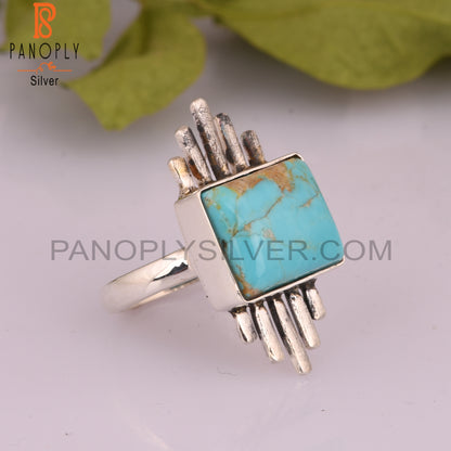 Kingman Turquoise Beguette 925 Sterling Silver Ring