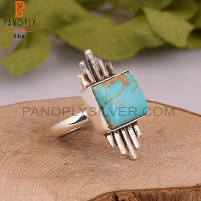 Kingman Turquoise Beguette 925 Sterling Silver Ring