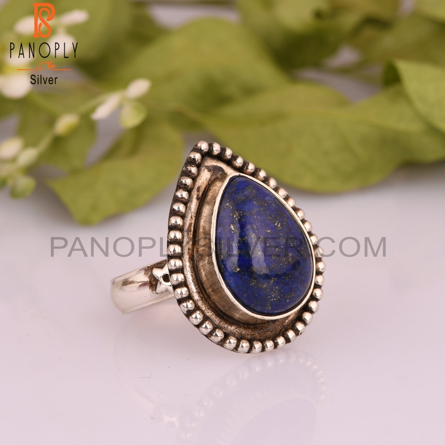 Lapis Lazuli Pear 925 Sterling Silver Ring For Wedding
