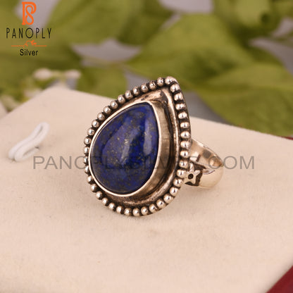 Lapis Lazuli Pear 925 Sterling Silver Ring For Wedding