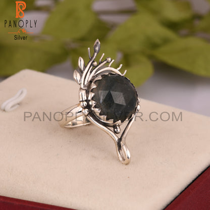 Moss Agate Round 925 Sterling Silver Ring