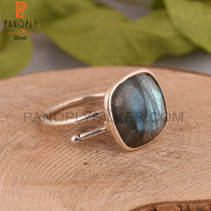 Labradorite Cushion 925 Sterling Silver Ring