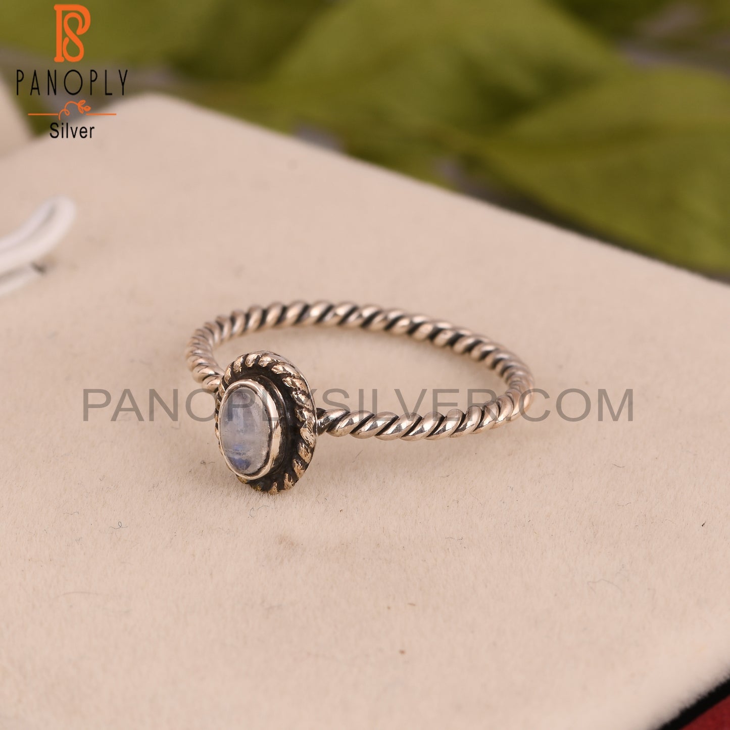 Natural Rainbow Moonstone Oval 925 Sterling Silver Ring