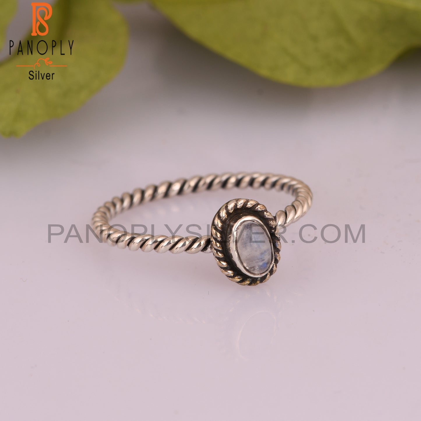 Natural Rainbow Moonstone Oval 925 Sterling Silver Ring