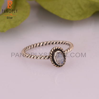 Natural Rainbow Moonstone Oval 925 Sterling Silver Ring