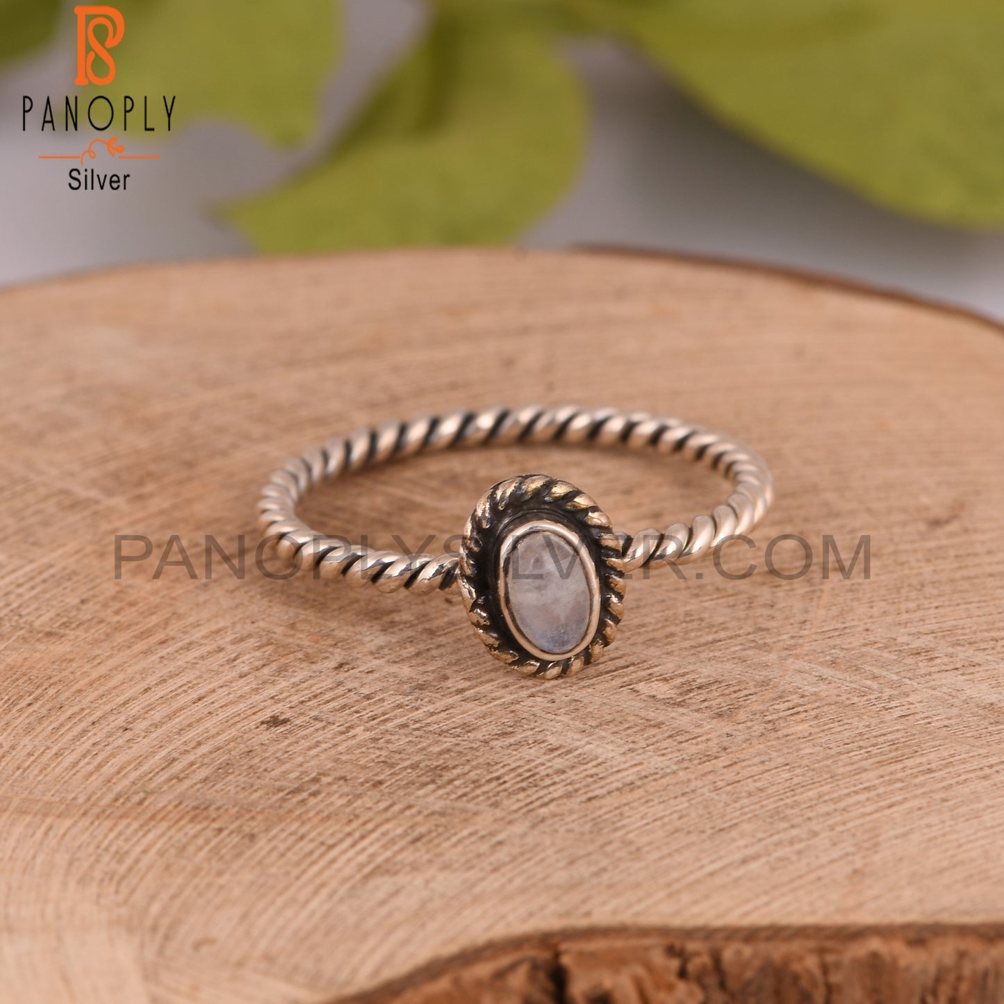Natural Rainbow Moonstone Oval 925 Sterling Silver Ring